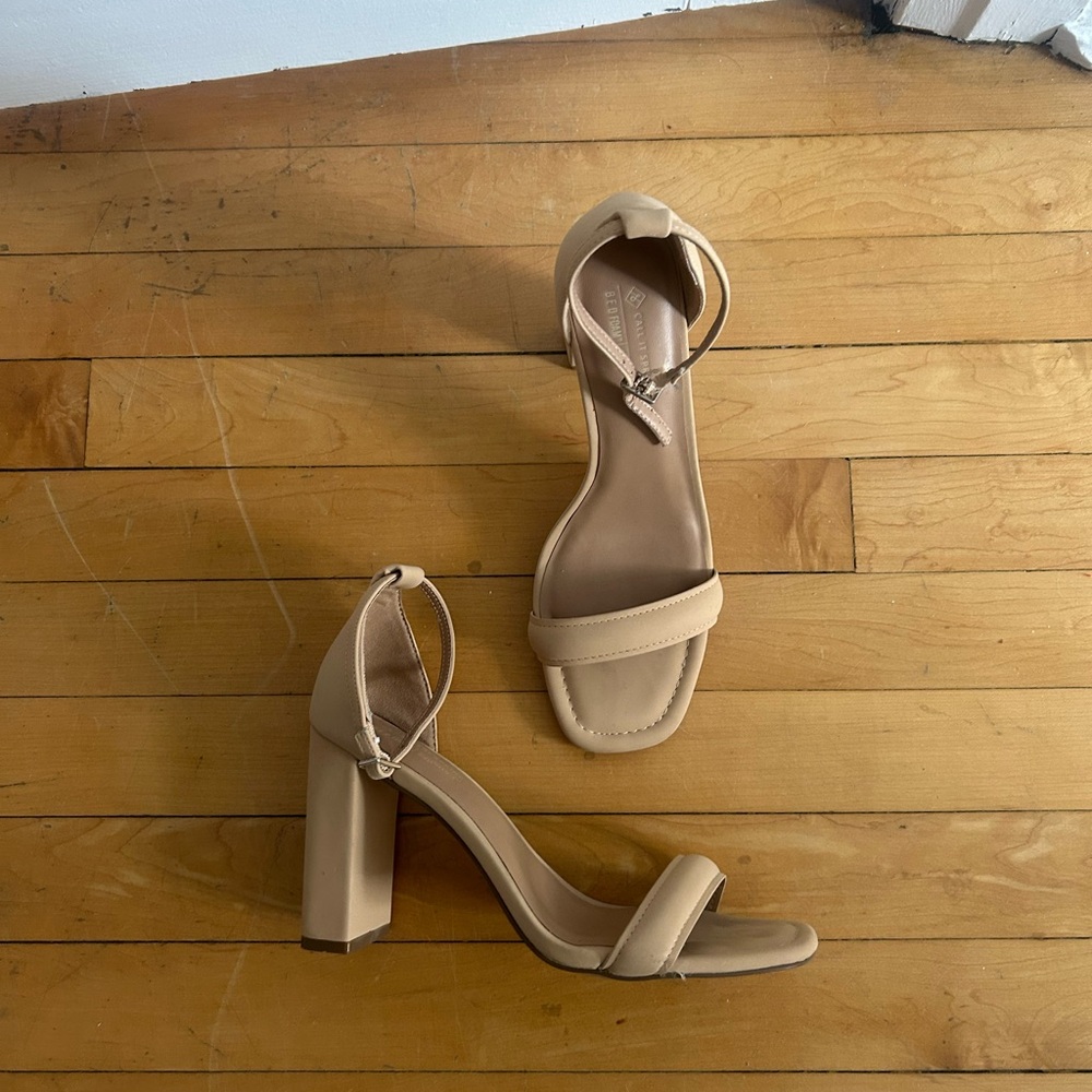 Call It Spring KATARINA Tan Block Heel Sandals